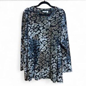 Logo Lori‎ Goldstein plus size 2X Sally tunic long sleeve jacquard swing top